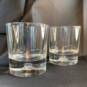 2 Crown Royal Whiskey Rocks Glasses Laser-etched 3D Holographic Crown on Pillow